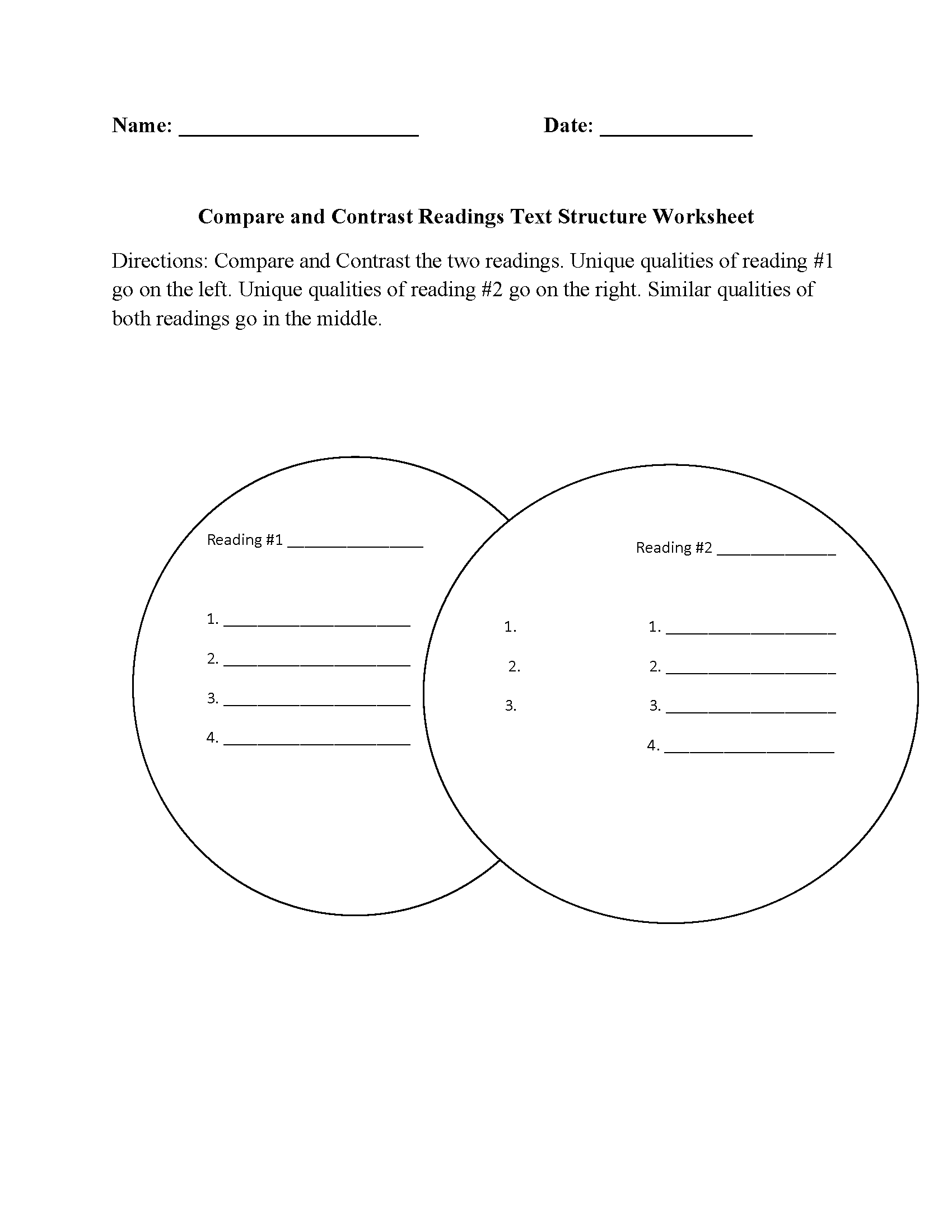 Text Structure Worksheets Compare And Contrast Readings Text Structure Worksheets Storyboard That Compare And Contrast Worksheet Templates