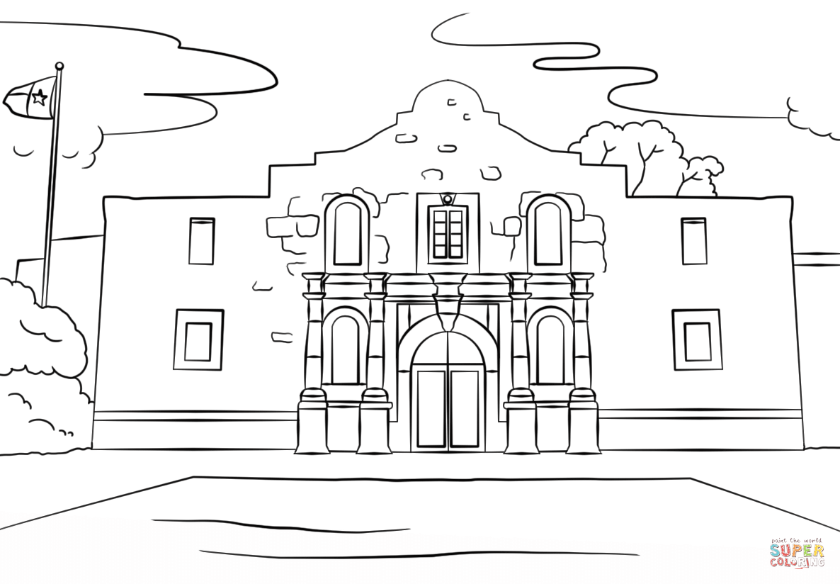 The Alamo Coloring Page Free Printable