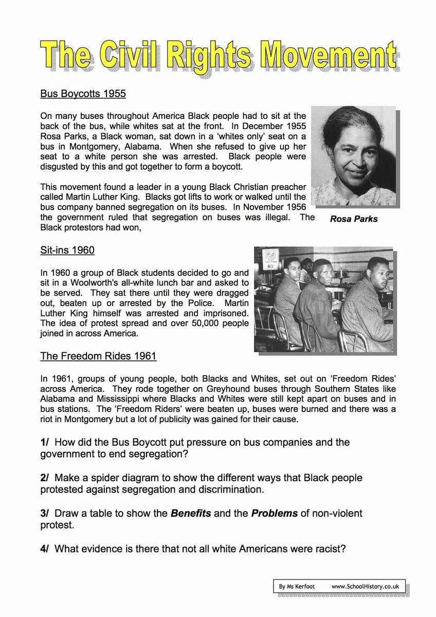 Civil Rights Movement Lessons Free Packet Homeschool Den