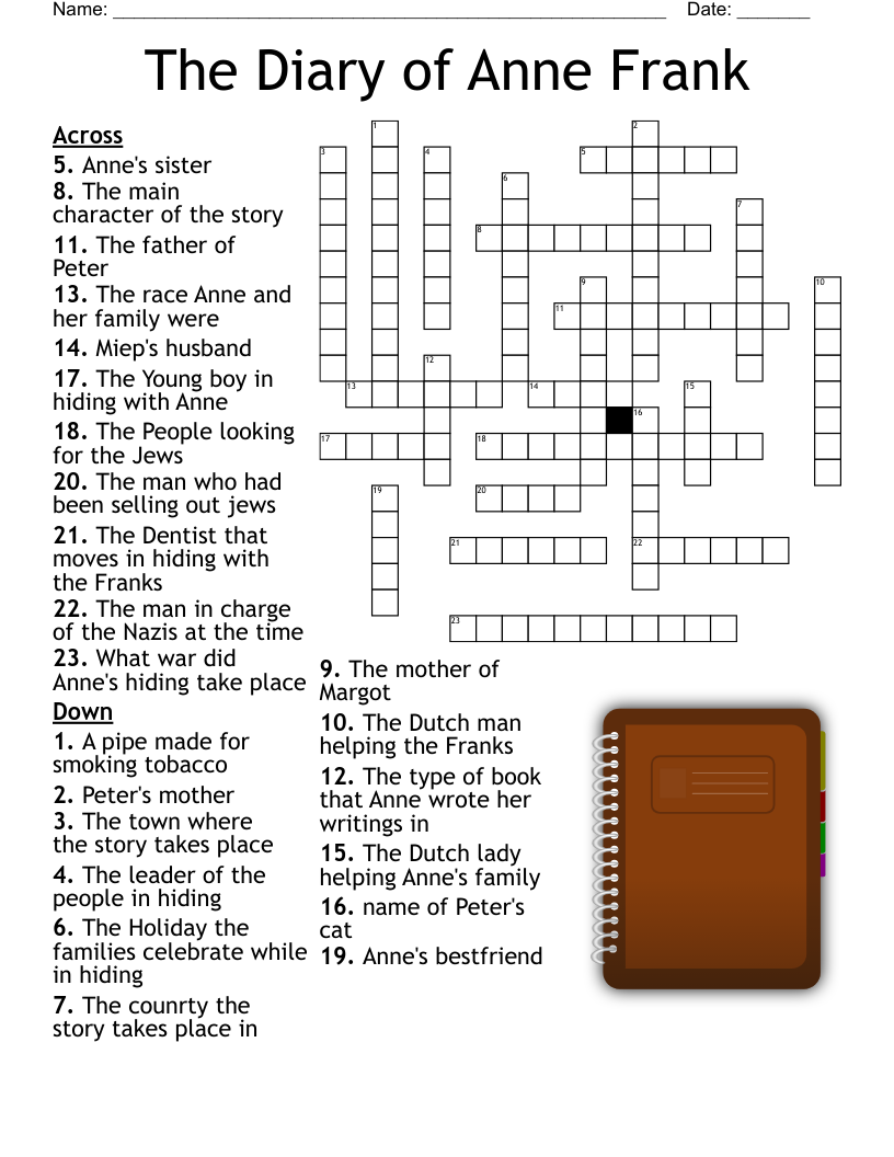 The Diary Of Anne Frank Crossword WordMint