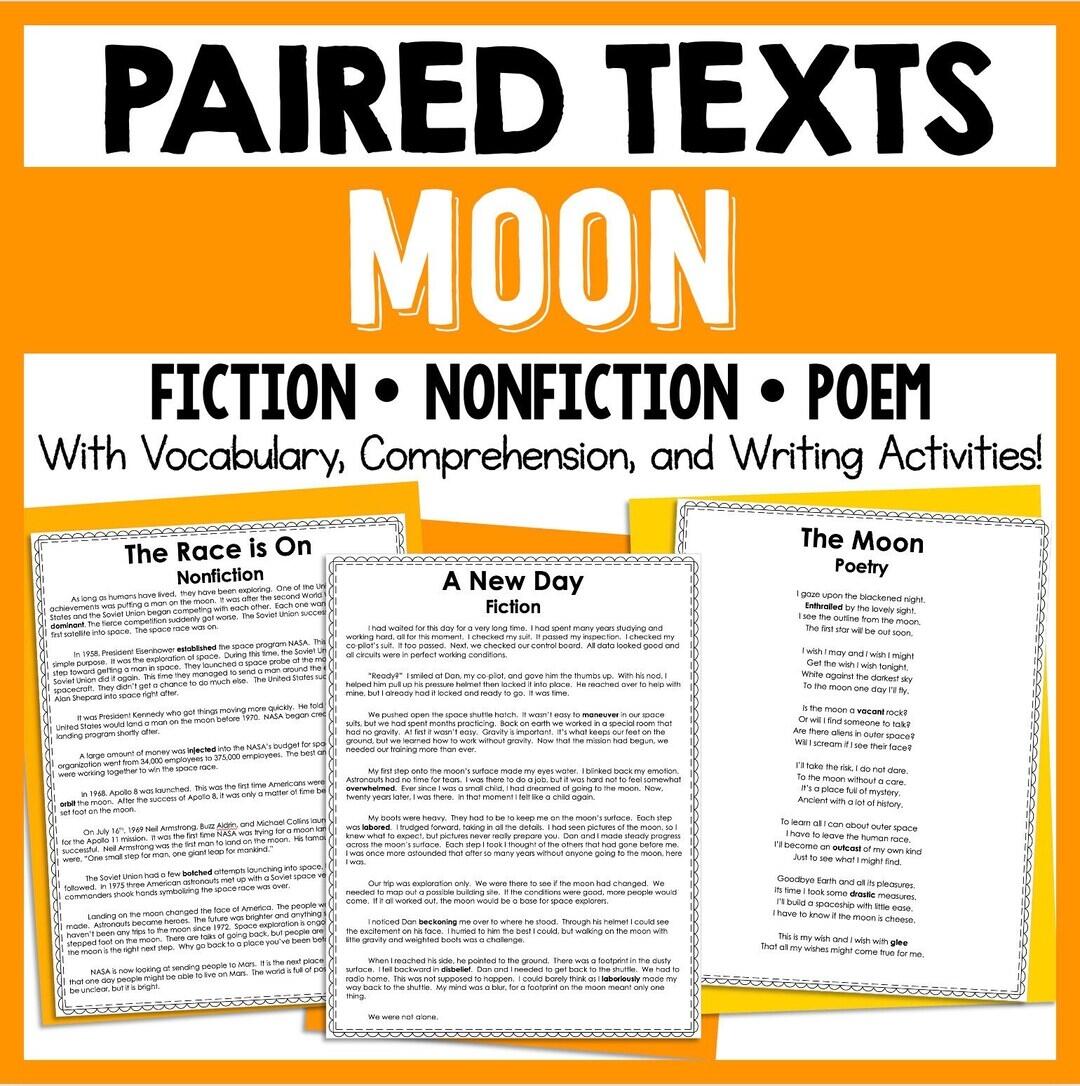 The Moon Reading Comprehension Paired Texts Passages Homeschool Worksheets Printables Etsy The Moon Reading Comprehension Paired Texts Passages Homeschool Worksheets Printables Etsy