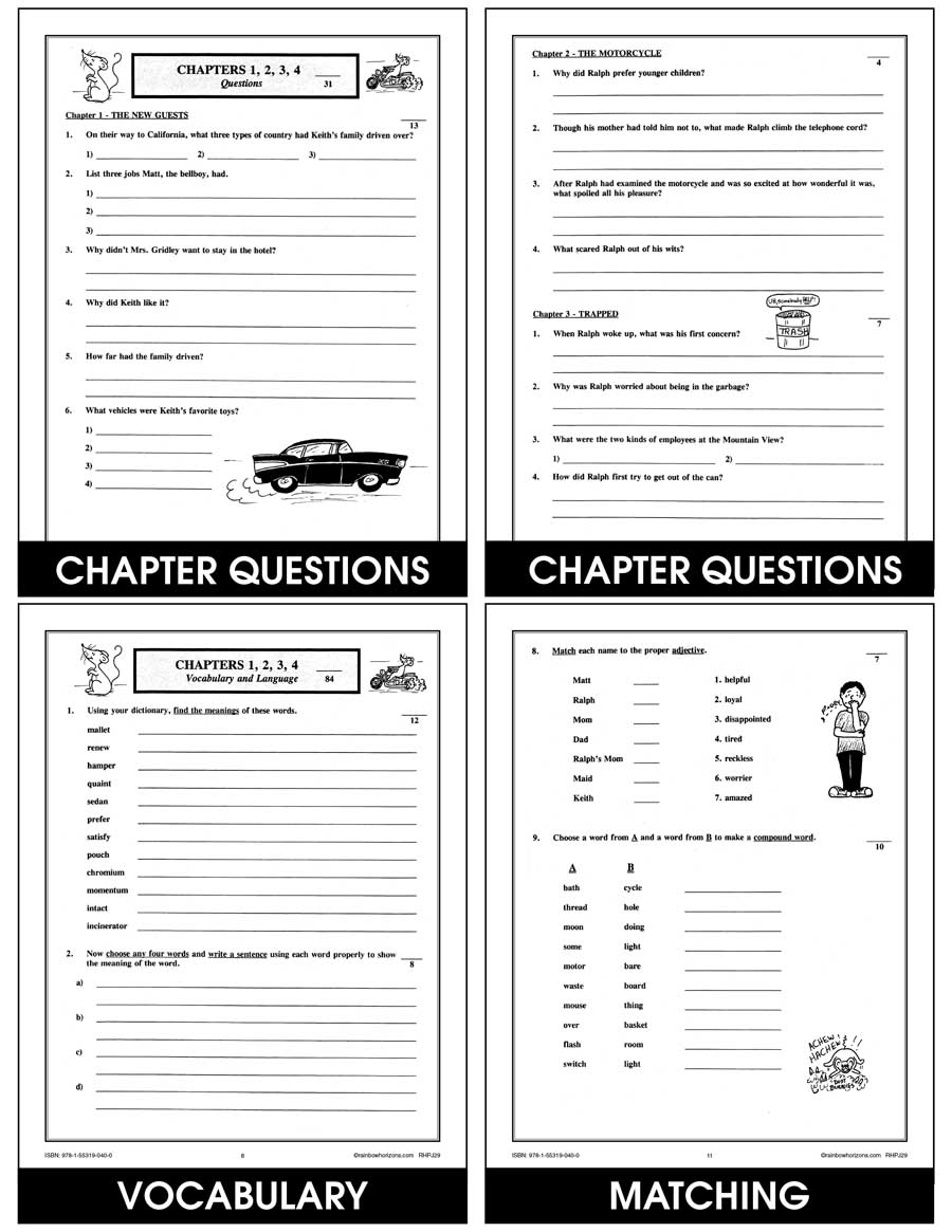 The Mouse And The Motorcycle Novel Study CHAPTER SLICE Worksheets Library The Mouse And The Motorcycle Novel Study CHAPTER SLICE Worksheets Library