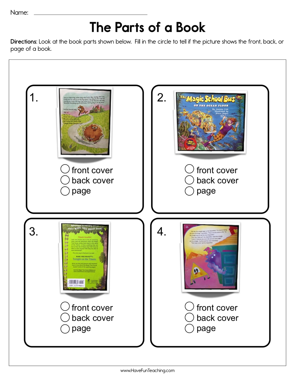 Parts Of A Book Printables Free Homeschool Deals