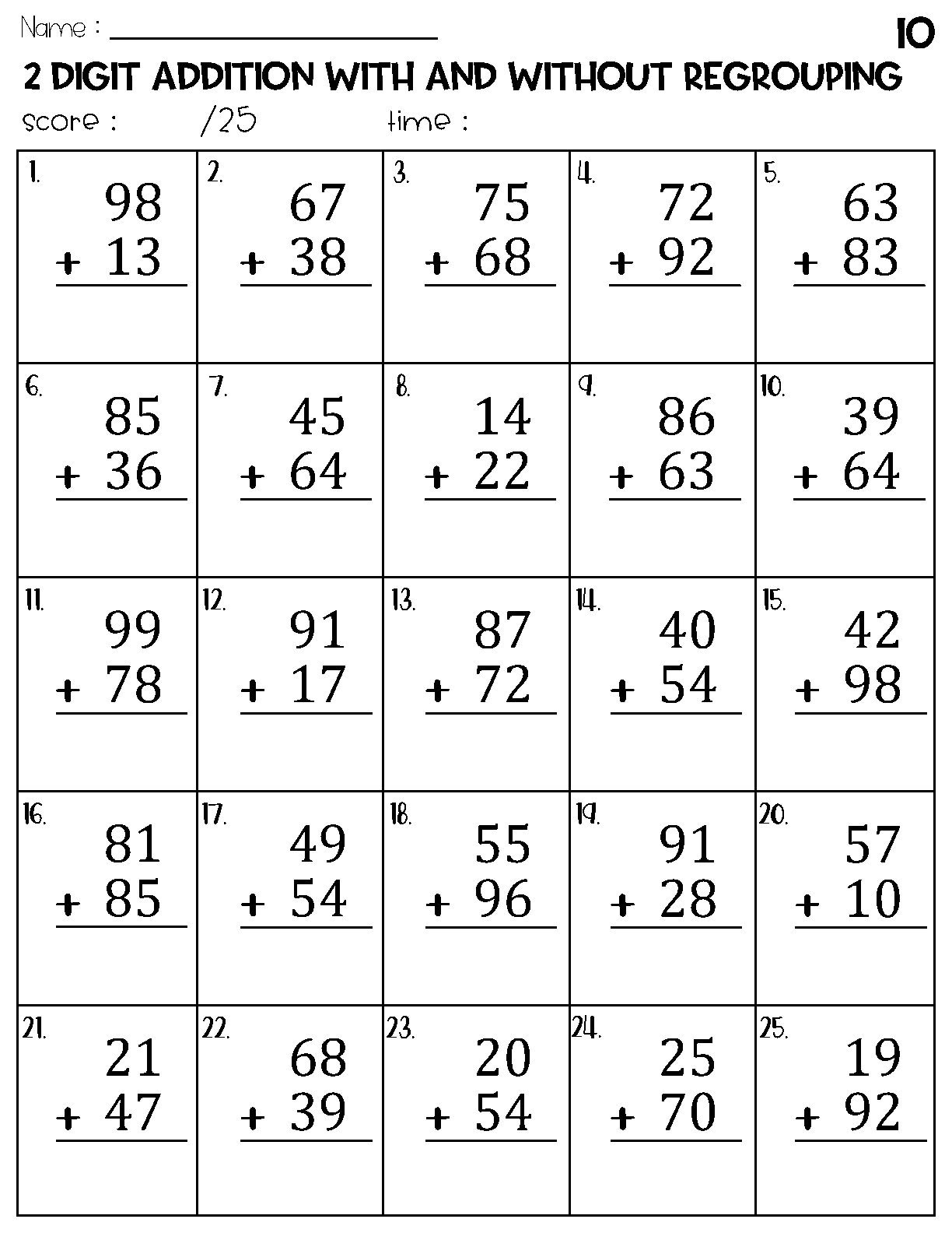 Two Digit Addition With And Without Regrouping Worksheets Etsy Finland Two Digit Addition With And Without Regrouping Worksheets Etsy Finland