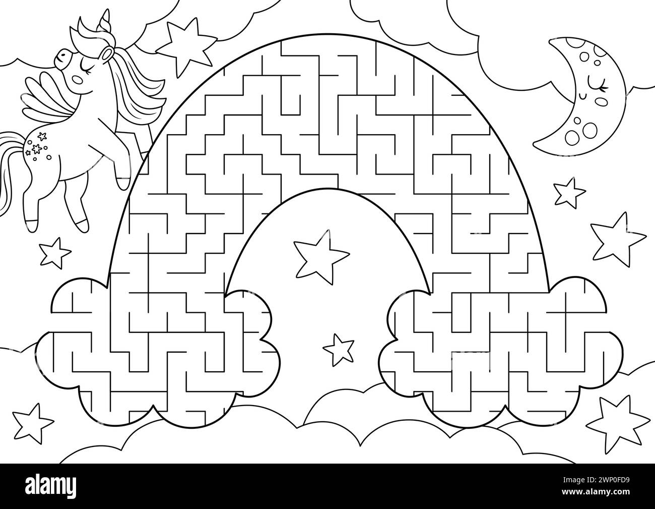 Maze Game For Children Cute Cartoon Pony In Unicorn Costume Kawaii Animals Printable Worksheet For Halloween Party Vector Illustration Stock Vektor Adobe Stock