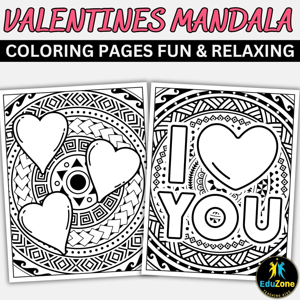 Valentine S Day Mandala Coloring Pages Relaxing Printable Valentines Day Fun For All Kids Made By Teachers