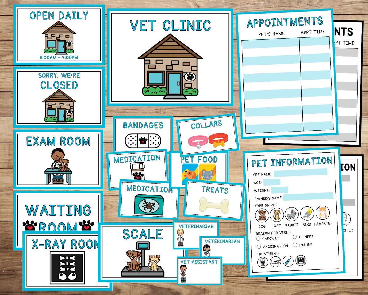 Vet Clinic Pretend Play Printable Dramatic Play Instant Download Etsy