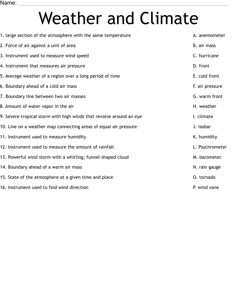 Weather And Climate Worksheet WordMint Weather And Climate Worksheet WordMint