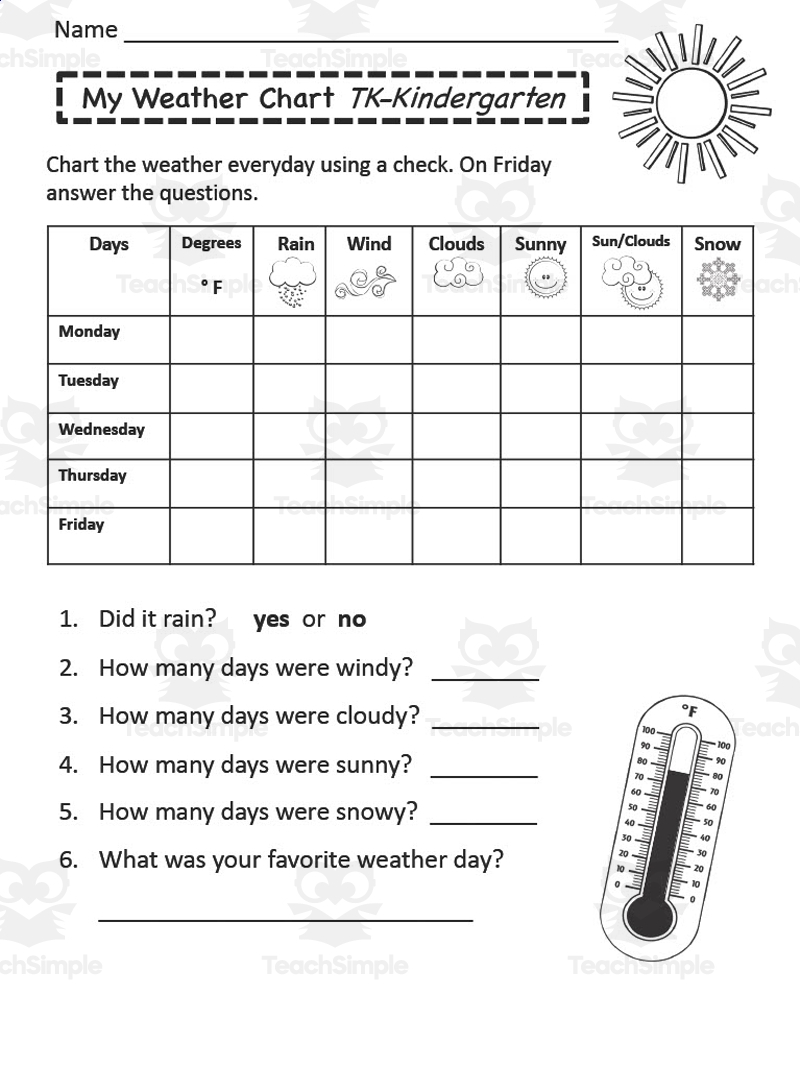 Weather Chart Printable By Teach Simple