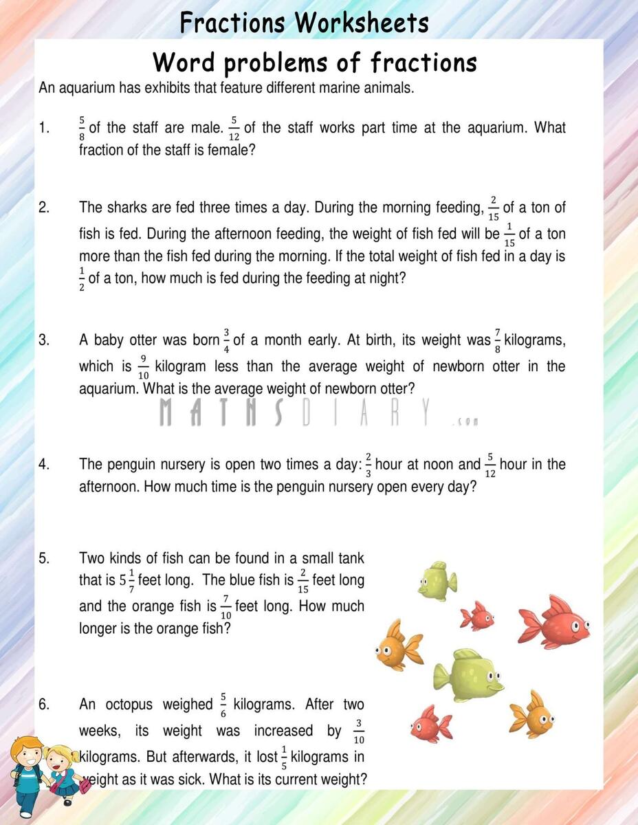 Word Problems Of Fractions Worksheets Math Worksheets MathsDiary