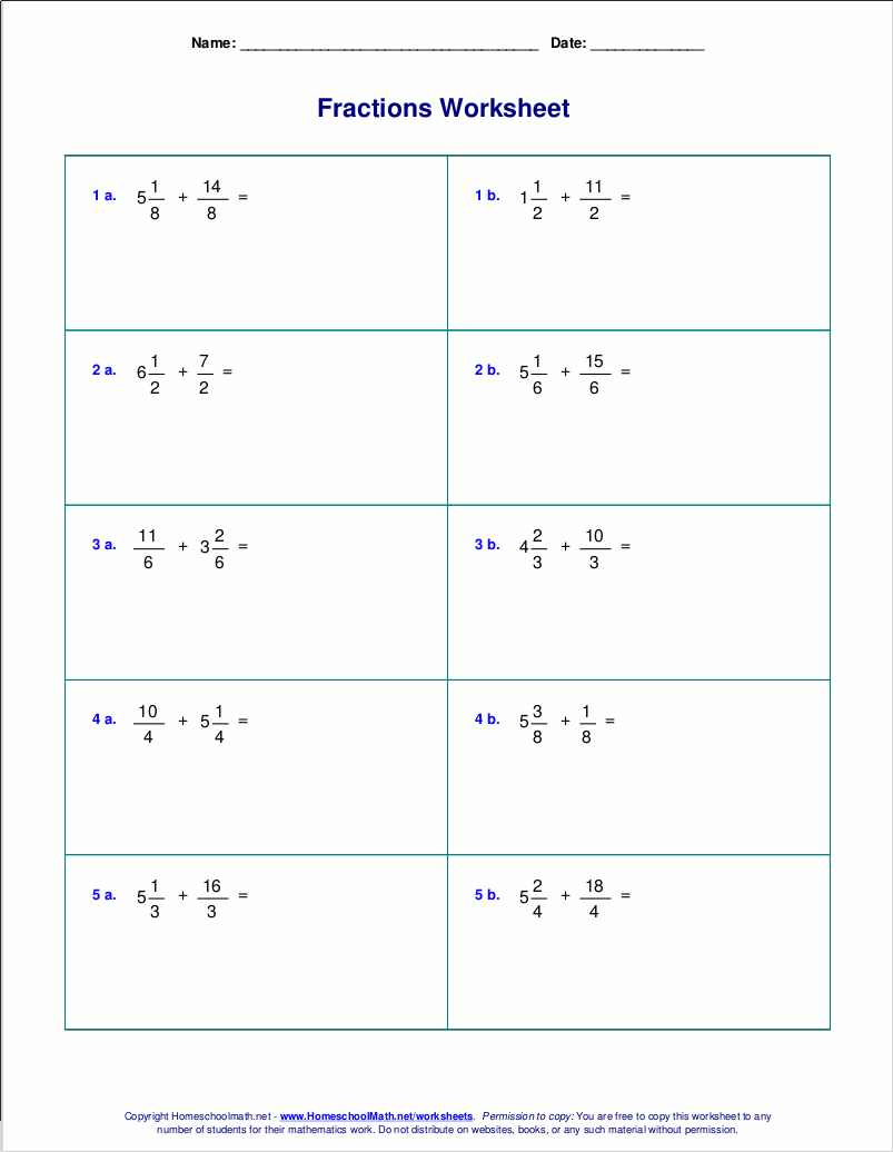 Worksheets For Fraction Addition Worksheets For Fraction Addition
