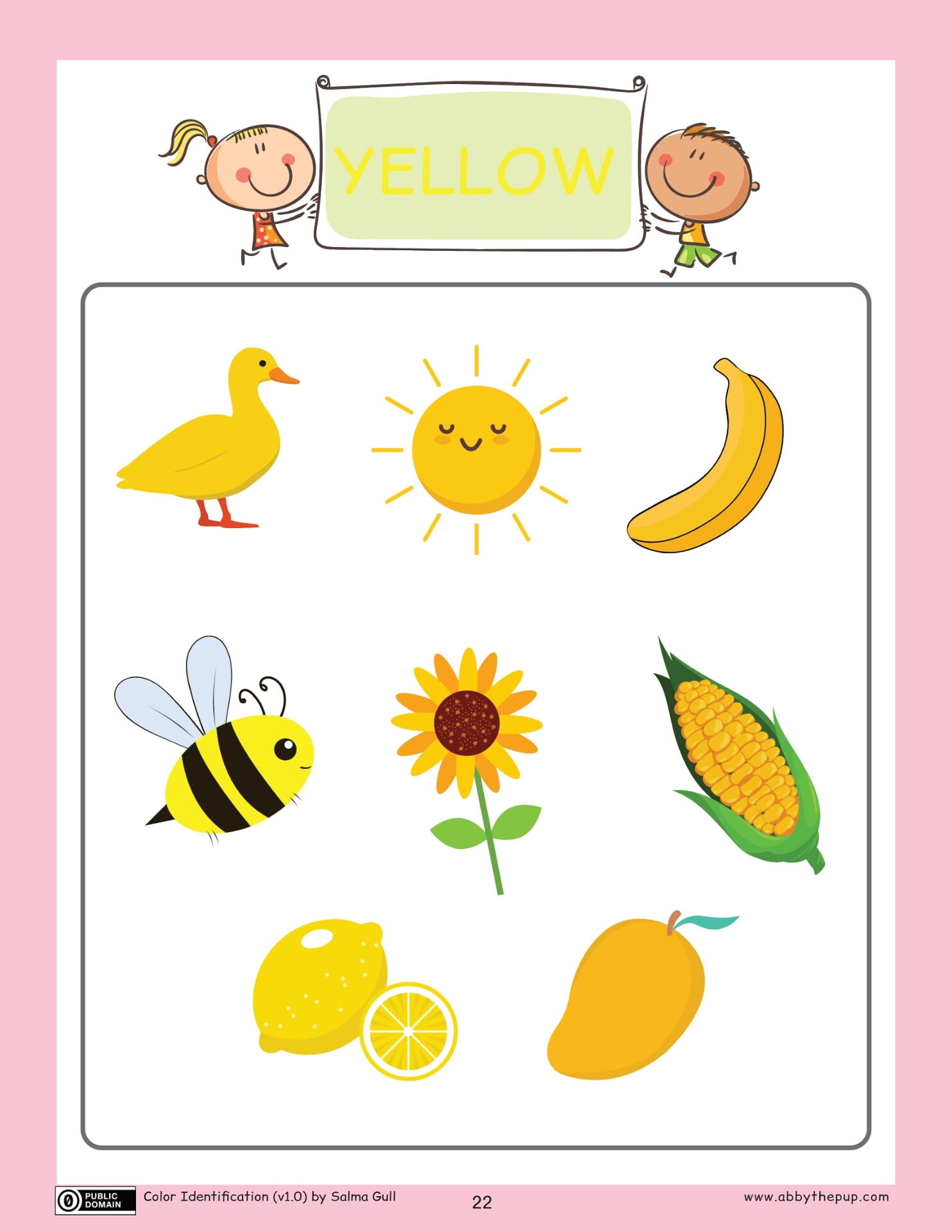 Yellow Color Flash Card Free Printable Worksheets